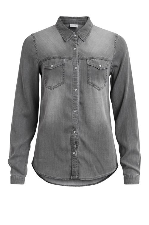 Se VILA Bluse 'Bista'  grey denim ved About You