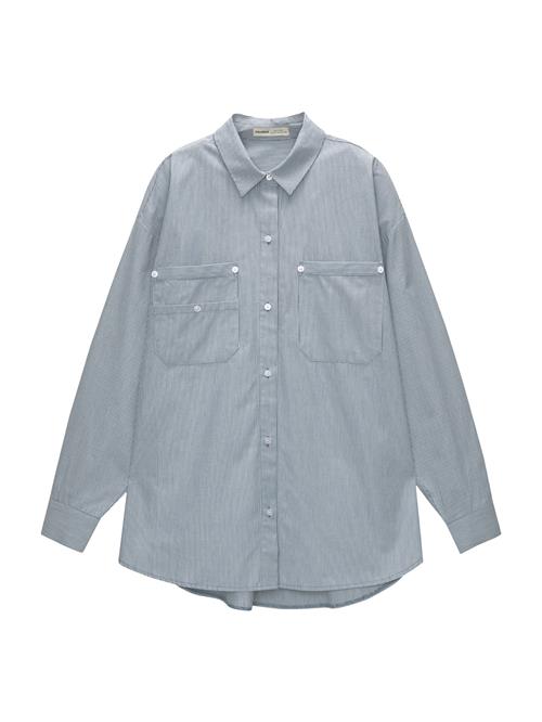 Pull&Bear Bluse  lyseblå / hvid