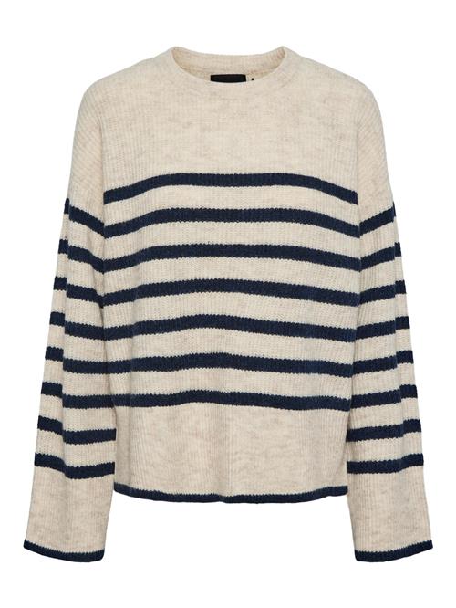 PIECES Pullover 'PCLine'  beige / natblå