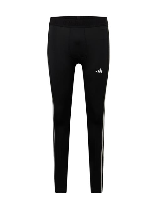 ADIDAS PERFORMANCE Sportsbukser 'Techfit 3-Stripes Long'  sort / hvid