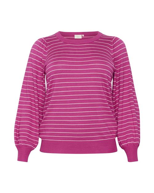 Se KAFFE CURVE Pullover 'Malia'  pitaya / hvid ved About You