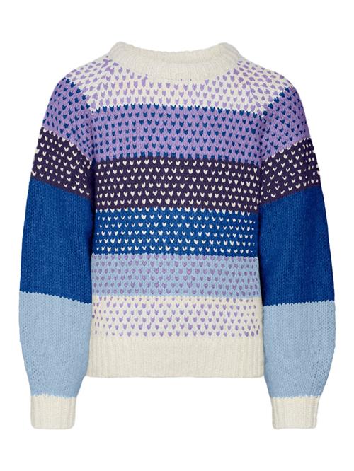 Se Vero Moda Girl Pullover 'CRUZ'  blå-meleret / lilla / sort / hvid ved About You