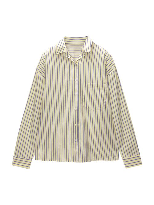 Pull&Bear Bluse  mørkeblå / lemon