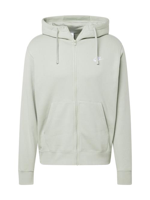 Nike Sportswear Sweatjakke 'Club Fleece'  pastelgrøn / hvid