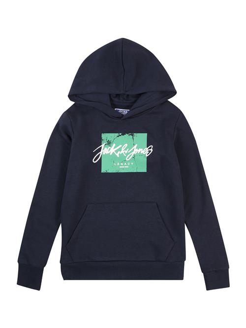 Se Jack & Jones Junior Sweatshirt 'JJTiley'  navy / lime / hvid ved About You