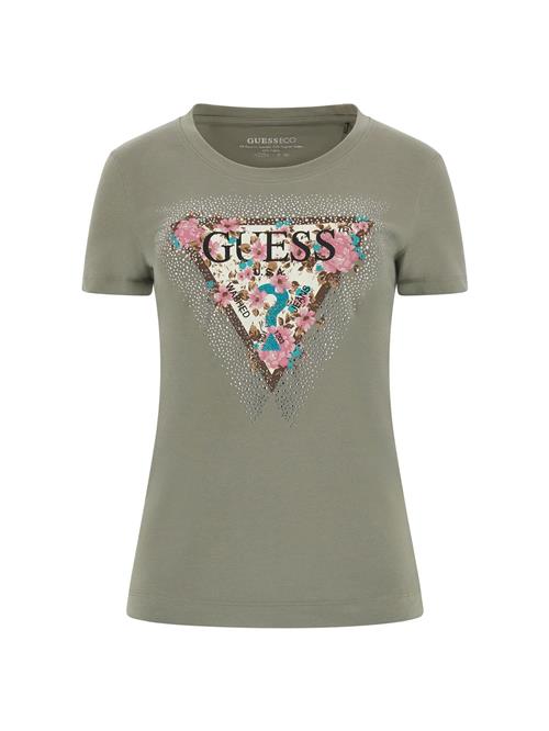 GUESS Shirts 'CHERRY FLOWER'  mørkebrun / pastelgrøn / sort / sølv