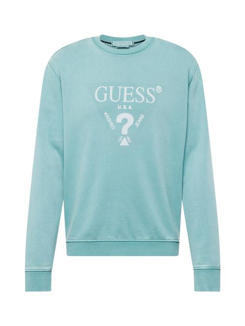 Se GUESS Sweatshirt  neonblå / hvid ved About You