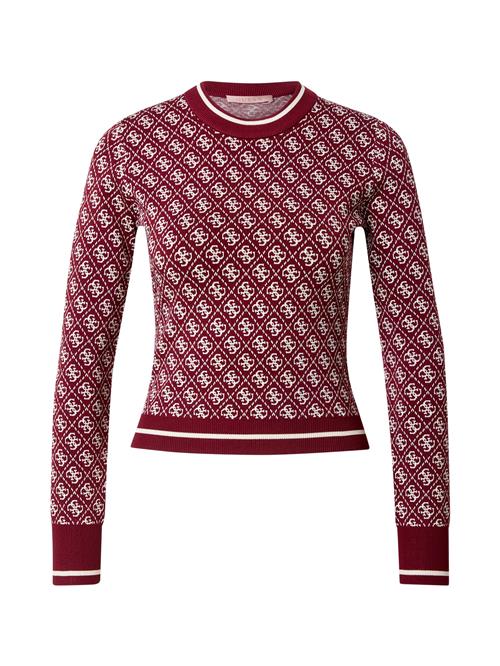 Se GUESS Pullover 'LISE'  bordeaux / hvid ved About You