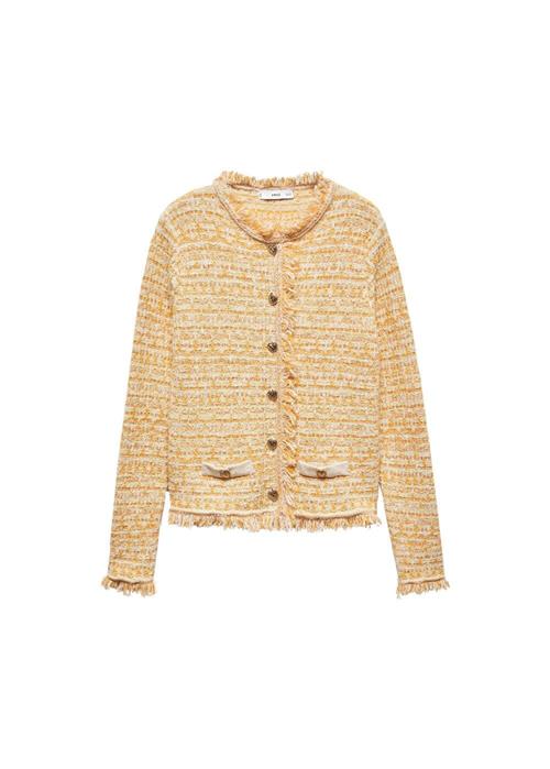 MANGO Cardigan 'PAPALLON'  gul-meleret / hvid-meleret