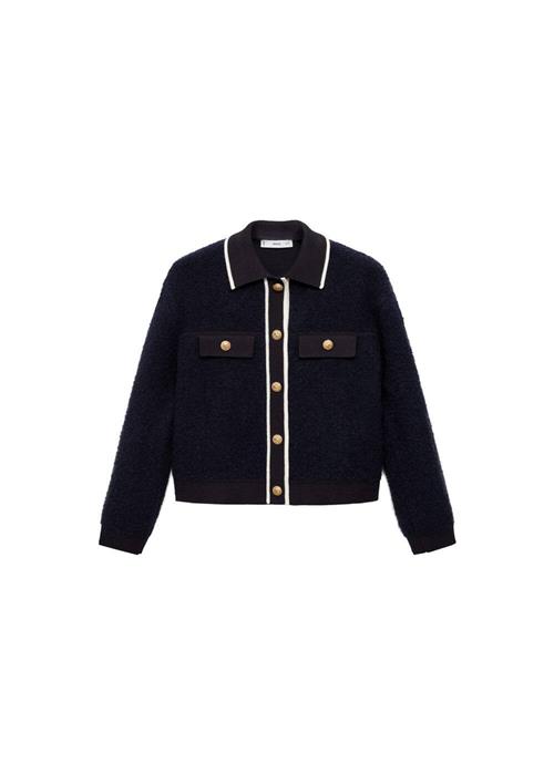 Se MANGO Cardigan 'Nuria'  navy / hvid ved About You