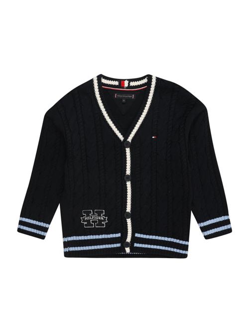 Se TOMMY HILFIGER Cardigan 'H CARDIGAN SWEATER'  navy / lyseblå / hvid ved About You