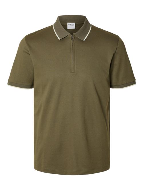 SELECTED HOMME Bluser & t-shirts 'SLHFIGO'  oliven / hvid