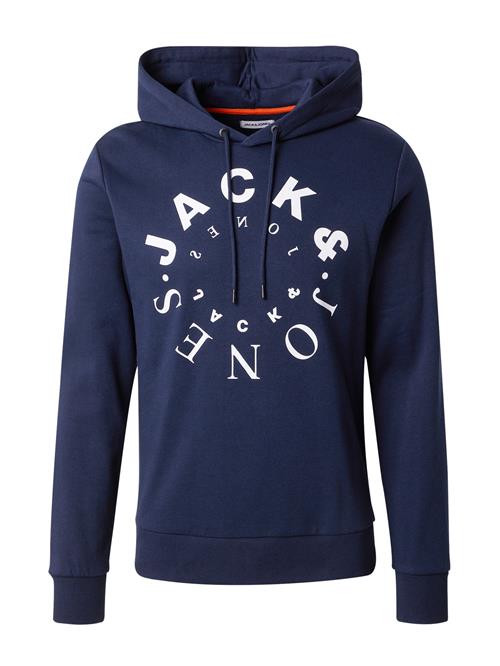 Se JACK & JONES Sweatshirt 'WARRIOR'  navy / hvid ved About You