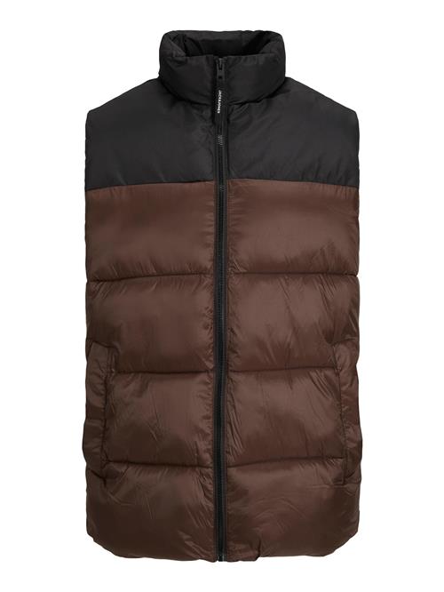 JACK & JONES Vest 'Toby'  mørkebrun / sort