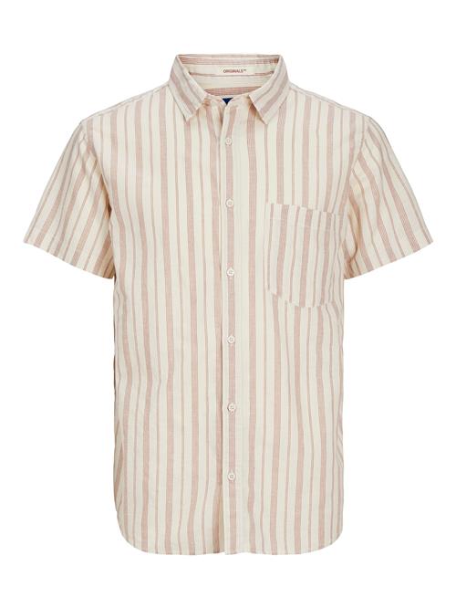 JACK & JONES Skjorte  beige / mørkerød