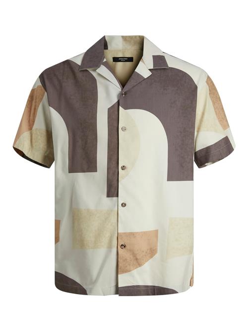 JACK & JONES Skjorte 'Jjcarnaby'  creme / camel / choko