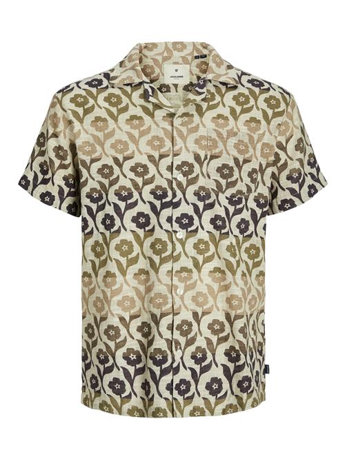 JACK & JONES Skjorte 'JJFlores'  beige-meleret / brun / lysebrun / oliven