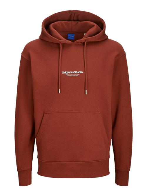 JACK & JONES Sweatshirt 'JJVesterbro'  kastaniebrun / hvid