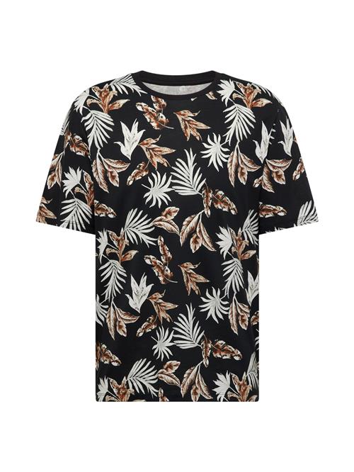 JACK & JONES Bluser & t-shirts 'JJFLOOR'  brun / sort / hvid