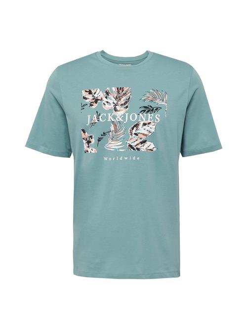 Se JACK & JONES Bluser & t-shirts 'JJFLOOR'  cyanblå / lyseblå / brun / hvid ved About You