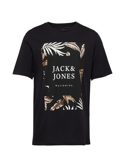 JACK & JONES Bluser & t-shirts 'JJFLOOR'  umbra / gran / sort / hvid