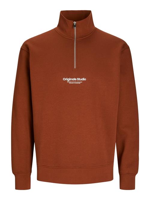 JACK & JONES Sweatshirt 'JORVestebro'  rustbrun / hvid