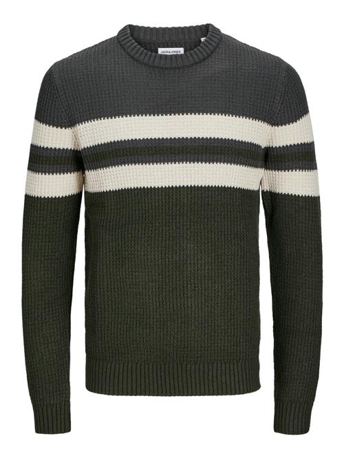 JACK & JONES Pullover 'JJSander'  mørkegrå / mørkegrøn / uldhvid