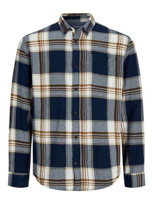 JACK & JONES Skjorte 'CLASSIC'  lysebeige / navy / brun