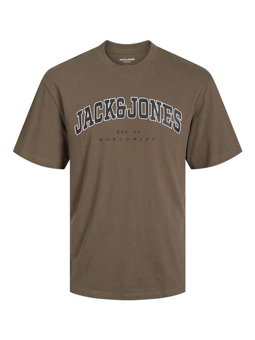 JACK & JONES Bluser & t-shirts 'JJECALEB'  brun-meleret / sort / hvid