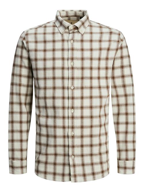 JACK & JONES Skjorte 'JPRBLUBrook'  brun / sort / uldhvid