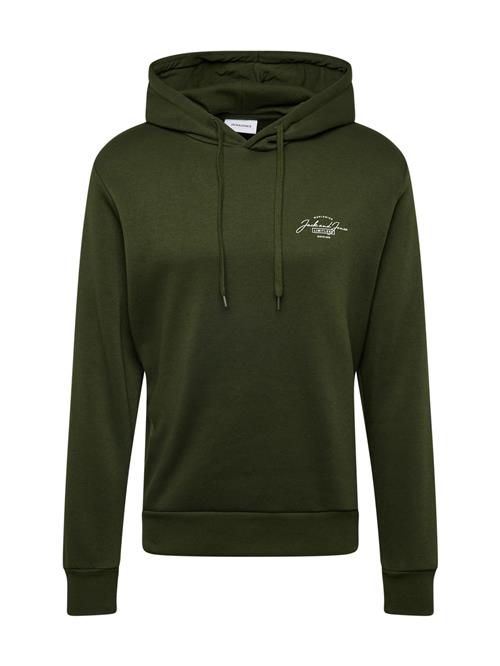 Se JACK & JONES Sweatshirt 'JJFERRIS'  mørkegrøn / hvid ved About You