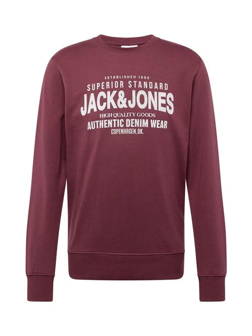 JACK & JONES Sweatshirt 'JJJeans'  vinrød / hvid