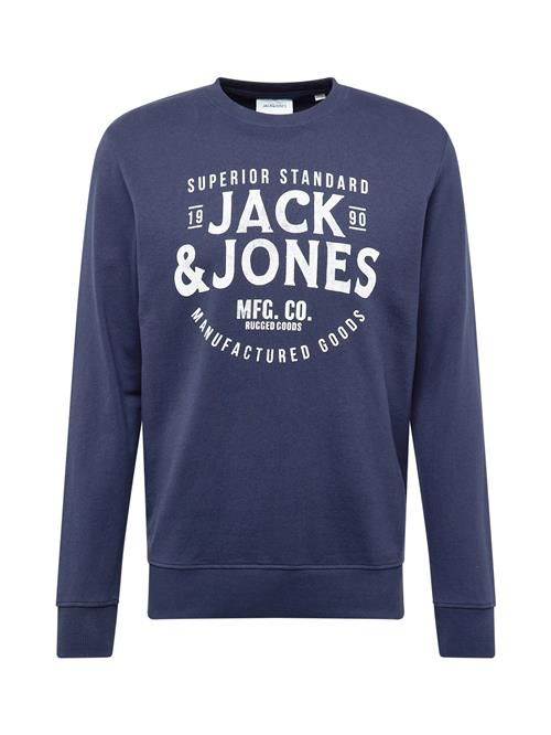 Se JACK & JONES Sweatshirt 'JJJeans'  navy / hvid ved About You