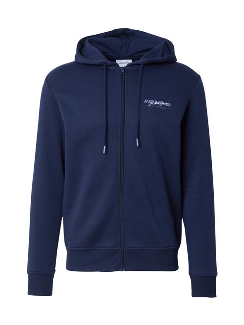 JACK & JONES Sweatjakke 'JJALVIS'  navy / lilla / hvid