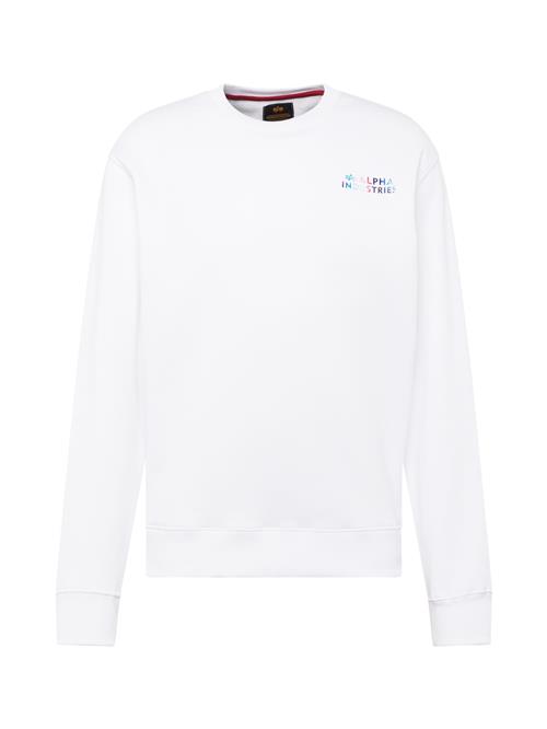 Se ALPHA INDUSTRIES Sweatshirt 'Holographic'  turkis / mørkelilla / hindbær / hvid ved About You