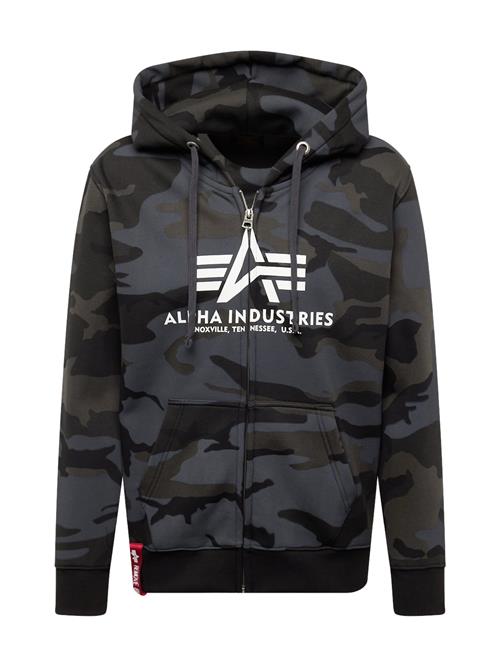 Se ALPHA INDUSTRIES Sweatjakke  mørkegrå / khaki / sort / hvid ved About You