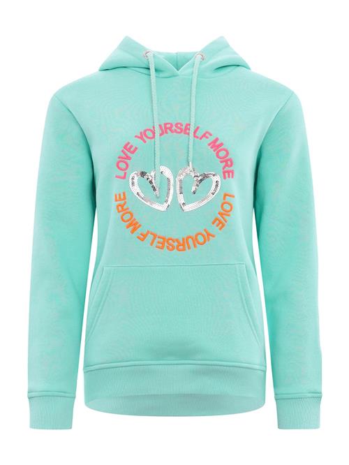 Zwillingsherz Sweatshirt 'Love Peace Hope'  mint / orange / pink / sølv