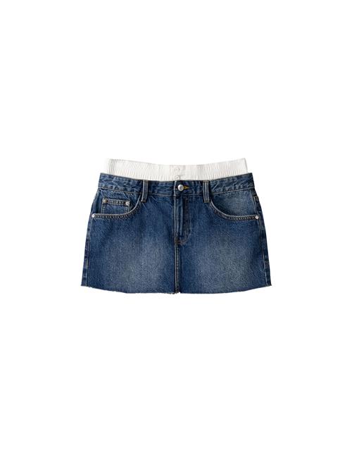 Bershka Nederdel  blue denim / hvid