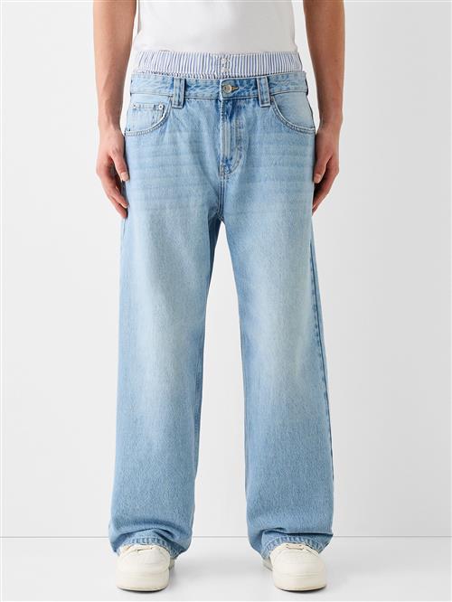 Bershka Jeans 'BAGGY JEANS UNDERWEAR'  lyseblå