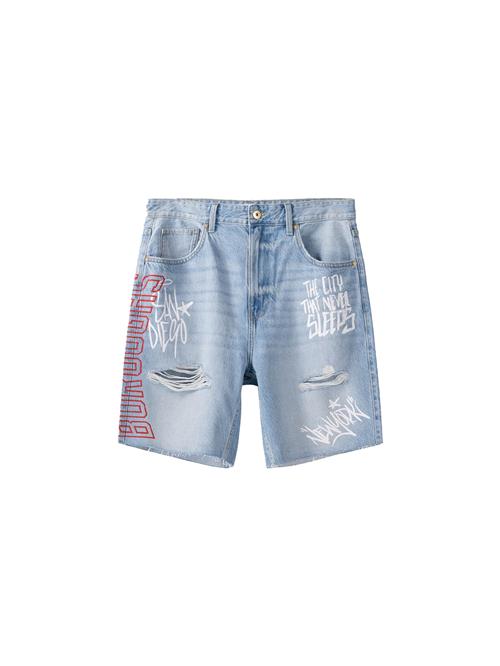 Bershka Jeans  lyseblå / rød / hvid