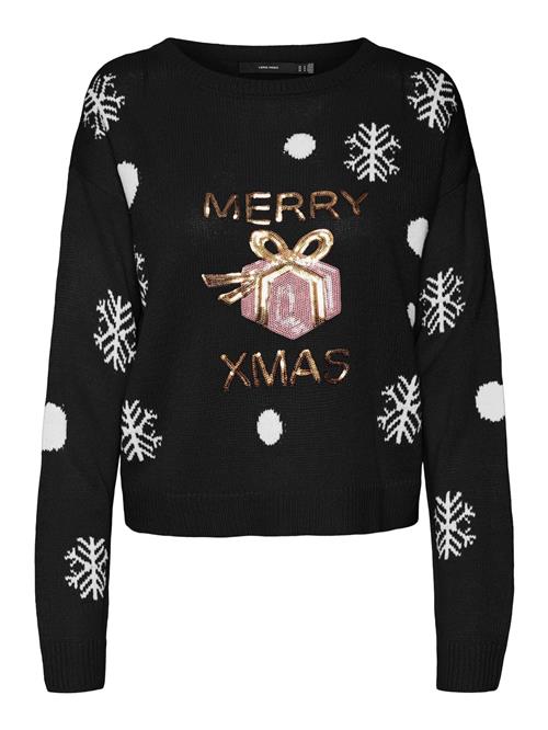 Se VERO MODA Pullover 'Xmas'  guld / gammelrosa / sort / hvid ved About You