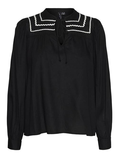 VERO MODA Bluse 'BUMPY'  sort / hvid