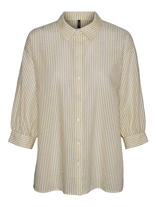 Se VERO MODA Bluse 'MOLLY'  beige / hvid ved About You