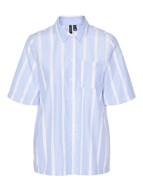 VERO MODA Bluse 'MY'  lyseblå / hvid