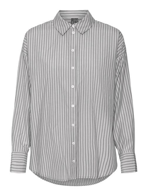 VERO MODA Bluse 'FANNI'  grå / hvid