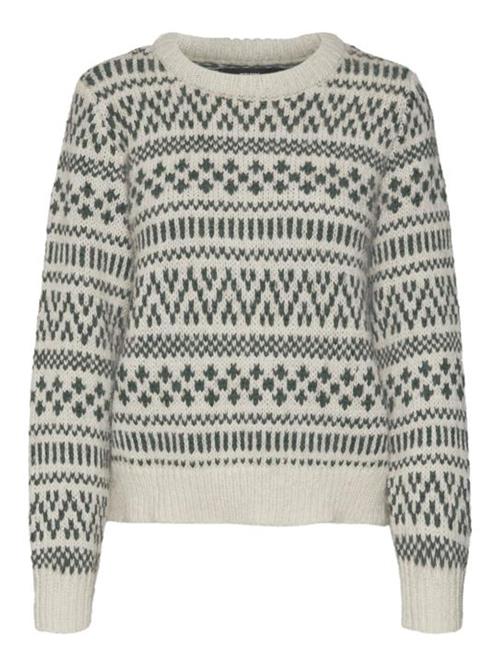 Se VERO MODA Pullover 'KAIRA'  ecru / khaki / mørkegrøn ved About You