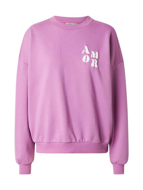 Se ONLY Sweatshirt 'ONLMAREY'  orkidee / hvid ved About You