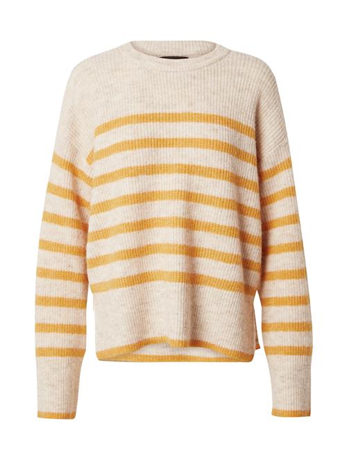 PIECES Pullover 'PCLine'  gylden gul / greige