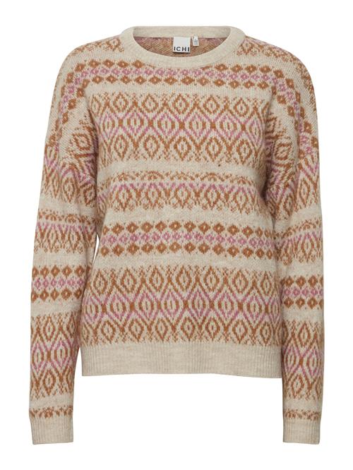 Se ICHI Pullover 'POVOKE'  beige / rustbrun / lilla ved About You