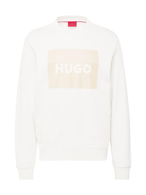 Se HUGO Sweatshirt 'Duragol222'  beige / hvid ved About You